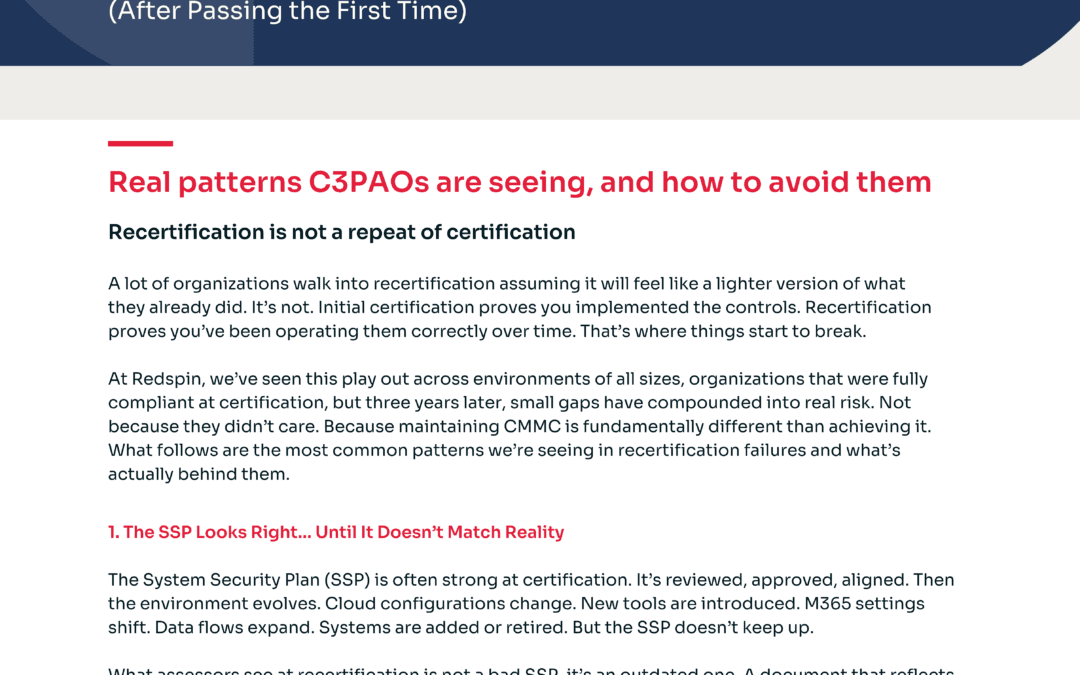 Why Organizations Fail CMMC Recertification